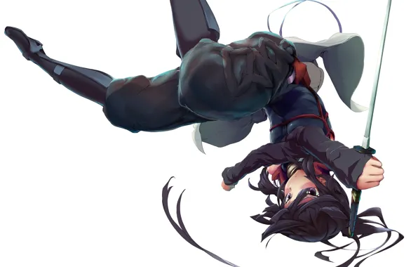 Girl, weapons, jump, sword, anime, art, akatsuki, log horizon