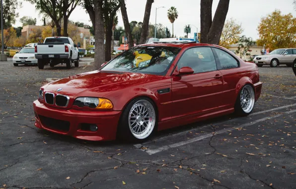 BMW, Red, Cars, Autumn, E46, Silver, Wheels, M3