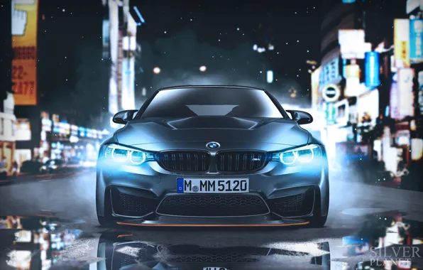 Auto, Night, BMW, Machine, Lights, Car, Car, Art