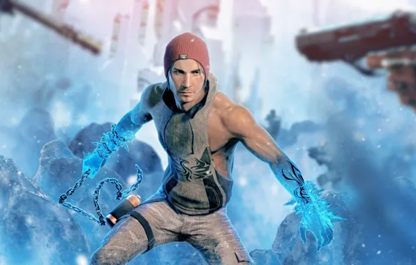 Picture rendering, gun, chain, male, Sony, infamous, Delsin Rowe, Troy Baker