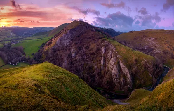 Picture the sky, mountains, tops, height, the evening