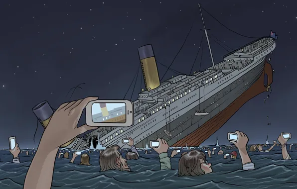 Picture The ocean, Figure, Shooting, The crash, People, Titanic, The ship, Titanic