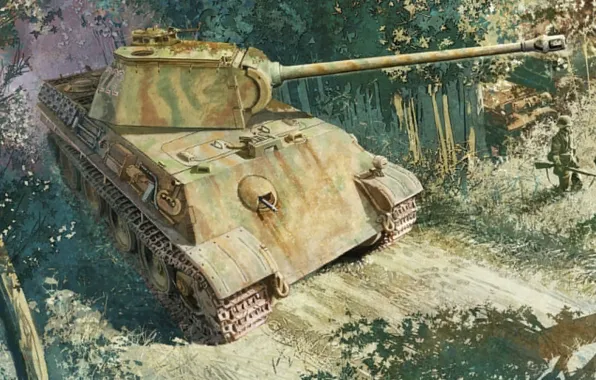 Picture figure, art, Panther, tank, MAN, Panther, PzKpfw V, Panzerkampfwagen V