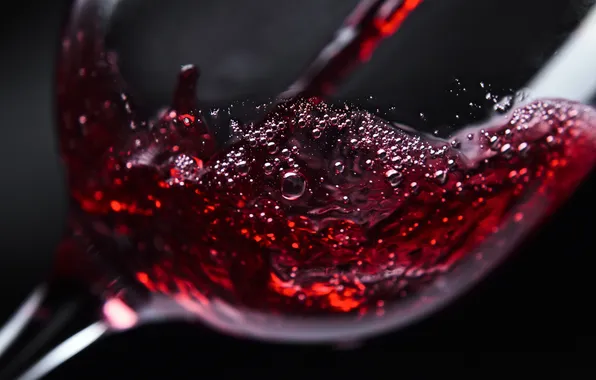 Bubbles, wine, red, glass