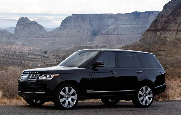 Picture mountains, black, Land Rover, Range Rover, the front, Land Rover, Range Rover, Autobiography