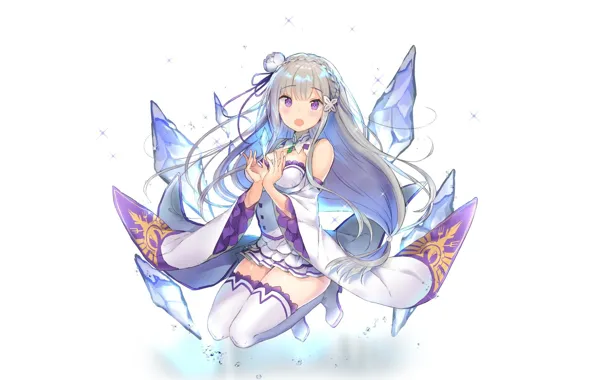 White background, ice crystals, sitting on my lap, Re: Zero Kara Hajime Chip Isek Or …