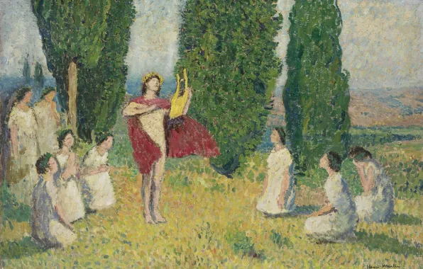 Picture, mythology, Henri-Jean Guillaume Martin, Henri Matrin, Orpheus Plays the lyre