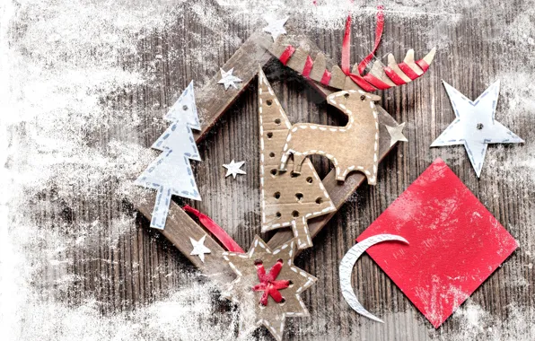 Paper, star, tree, a month, frame, deer, Christmas, cardboard