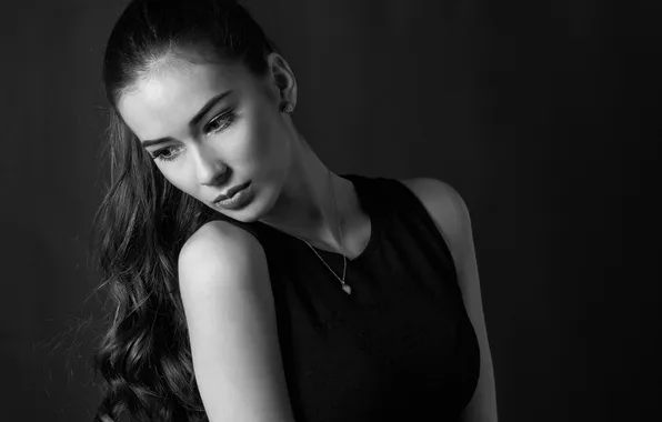 Picture girl, portrait, black and white