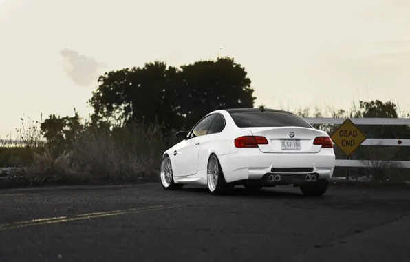 Picture road, white, bmw, BMW, white, stalled, back, e92