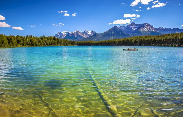 Forest, mountains, lake, stay, boat