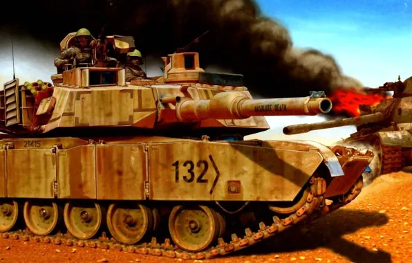 Picture main battle tank, Abrams, figure, art, USA