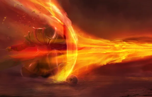 Picture lights, flame, skull, art, shield, knight