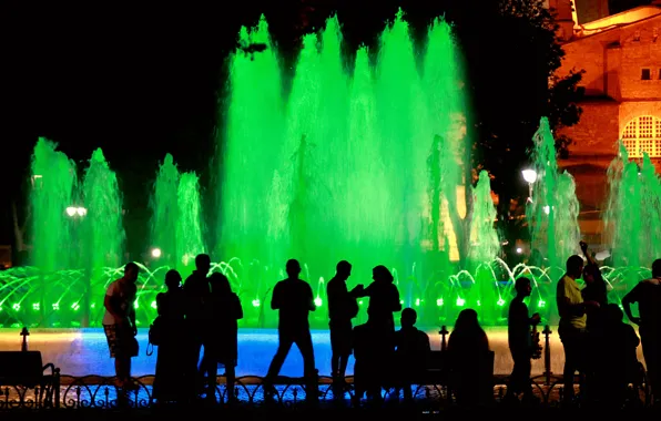 Night, fountain, Istanbul, Turkey, night, Istanbul, Turkey, fountain