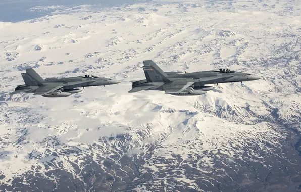 Picture landscape, fighters, flight, Hornet, CF-18