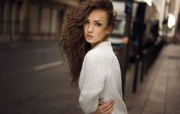 Look, girl, brown hair, curls