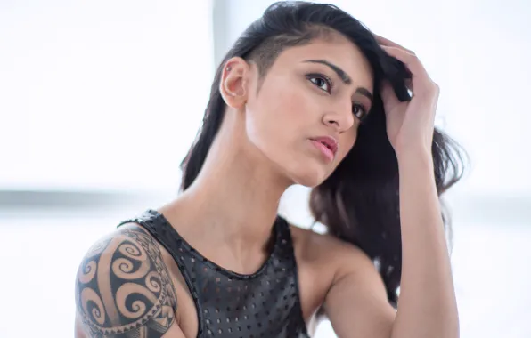 Picture girl, face, style, hair, tattoo, hairstyle