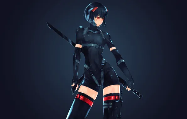 Girl, sword, helmet