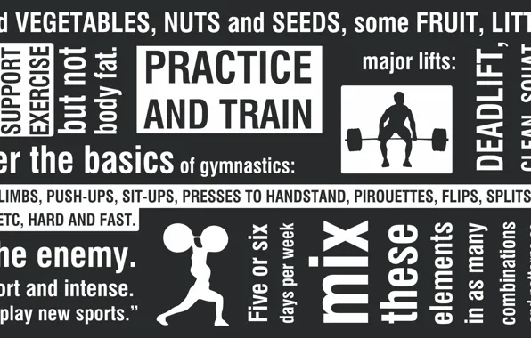 White, black, lifestyle, words, rules, fitness