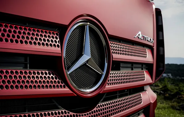 Mercedes-Benz, emblem, grille, holes, tractor, Actros