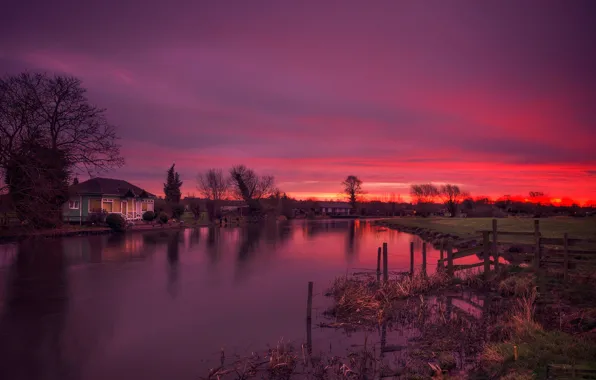Picture river, England, home, glow, Nottinghamshire