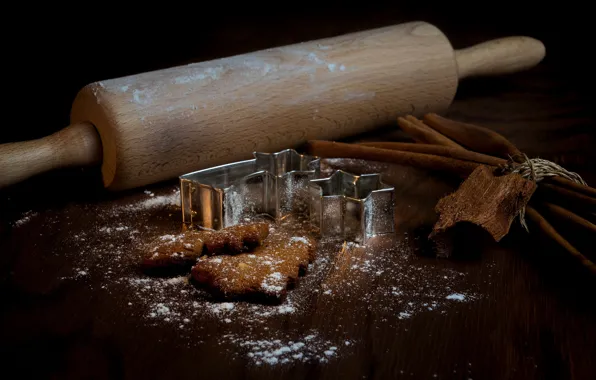 The dark background, table, holiday, Board, cookies, Christmas, New year, cinnamon
