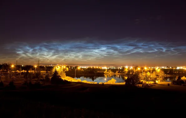Picture the sky, night, lights, noctilucent clouds