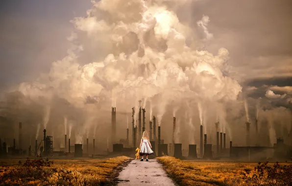 Skull, Smoke, Girl, Girl, Pollution, Art, Art, Heritage