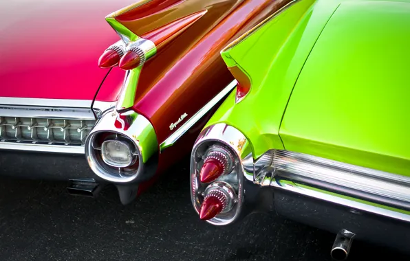 Retro, lights, Cadillac, 1960, classic, rear view, 1959