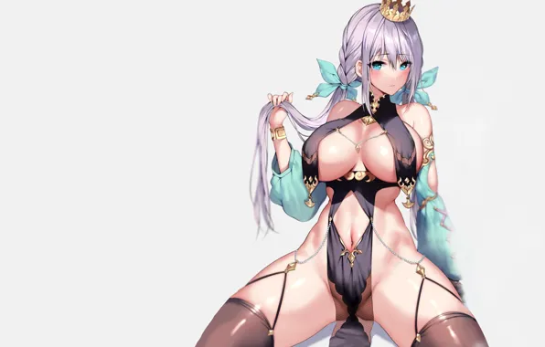 Girl, hot, sexy, boobs, woman, anime, crown, pretty
