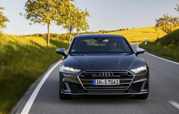 Picture road, Audi, before, Audi A7, 2019, dark gray, S7 Sportback