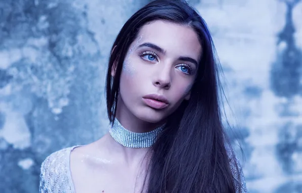 Picture girl, decoration, background, portrait, makeup, brunette, hairstyle