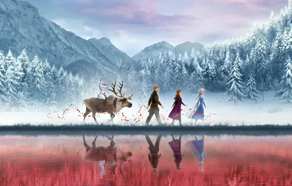 Frozen, Red, Fantasy, Nature, Blizzard, Beautiful, Anime, Wood