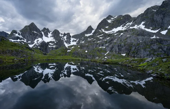 Reflection, mountains, lake