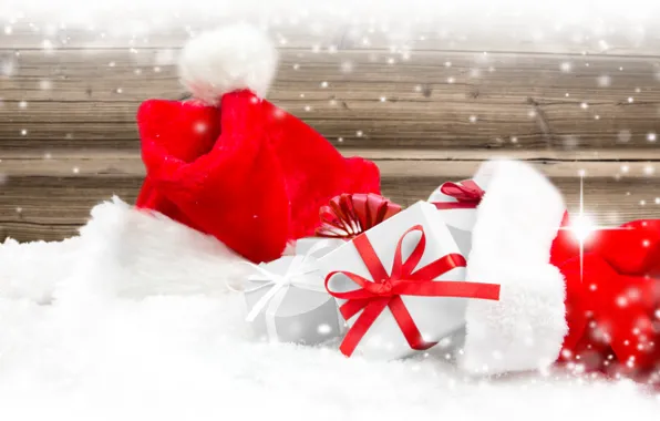 New Year, Christmas, Christmas, hat, winter, snow, decoration, Santa