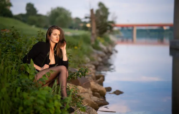 Picture girl, river, Tatjana