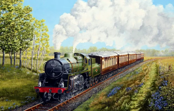 Picture wallpaper, train, painting