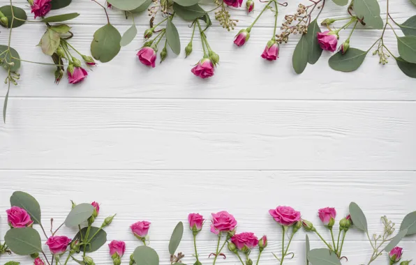 Picture flowers, roses, buds, wood, pink, decor