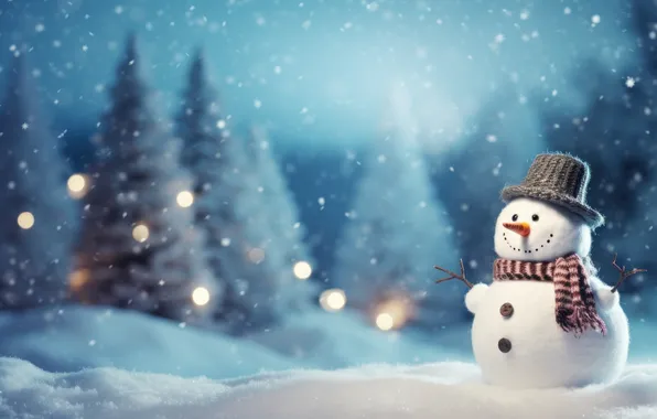 Winter, snow, Christmas, New year, snowman, Christmas, winter, snow