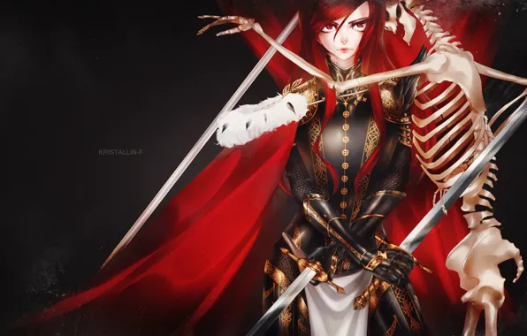 Look, girl, weapons, armor, skeleton, art, fairy tail, ezra scarlet