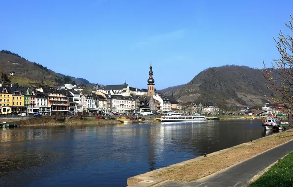 Picture mountains, the city, river, photo, Germany, Cochem