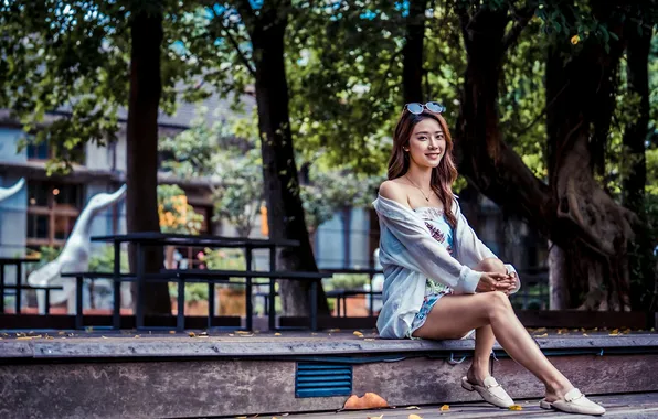 Summer, look, girl, the city, smile, street, model, glasses