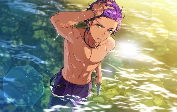 Water, drops, body, fish, guy, Ensemble Stars!, Recca
