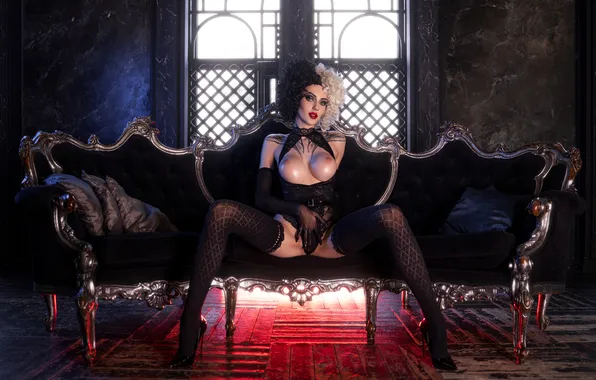 Chest, linen, stockings, figure, underwear, shoes, heels, girl