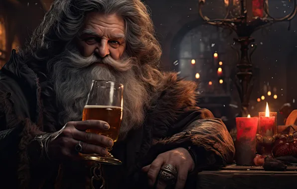 Castle, glass, portrait, fantasy, Christmas, grandfather, New year, male