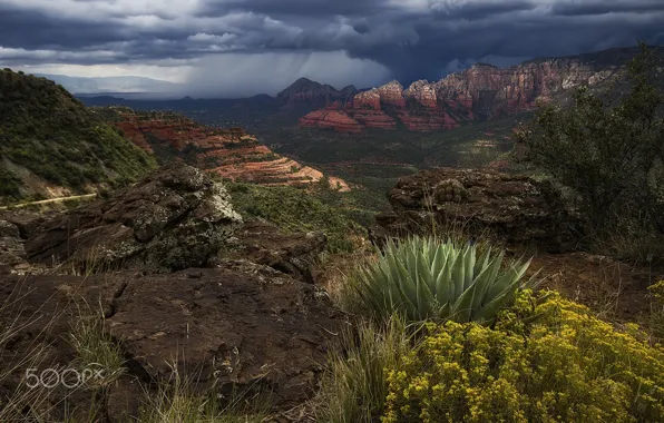 Picture the sky, clouds, rocks, canyon