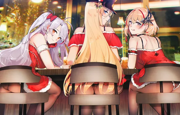 Girl, sexy, lingerie, ass, panties, long hair, dress, anime