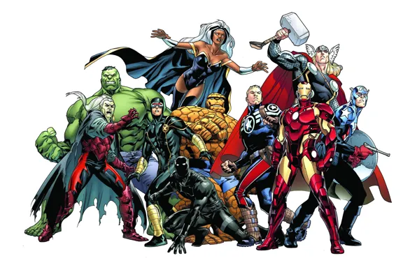 Background, Hulk, Storm, Iron Man, Captain America, Thor, Marvel Comics, Cyclops
