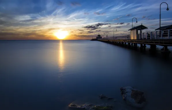 Picture sea, sunset, Melbourne, Australia, Victoria, St Kilda