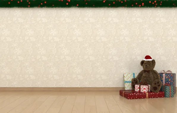 Bear, gifts, New year, Teddy bear